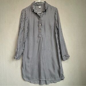 Old Navy Striped Popover Navy White Pinstriped Casual Shirt Dress Sz S Beach